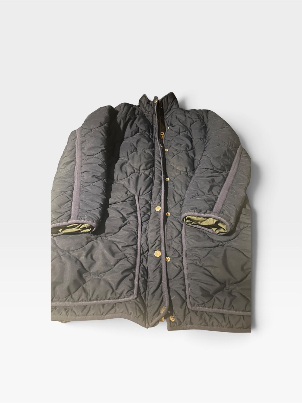 J crew ladies Quilted Long Coat Jacket bavy small